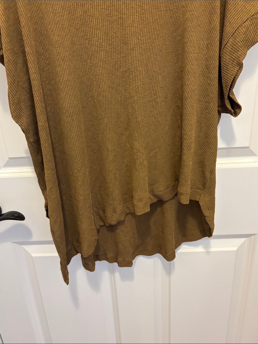 Zara Ribbed Short Sleeve Top in Mustard Brown 🤎 Sz 8 - Picture 10 of 12